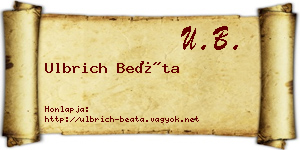 Ulbrich Beáta névjegykártya